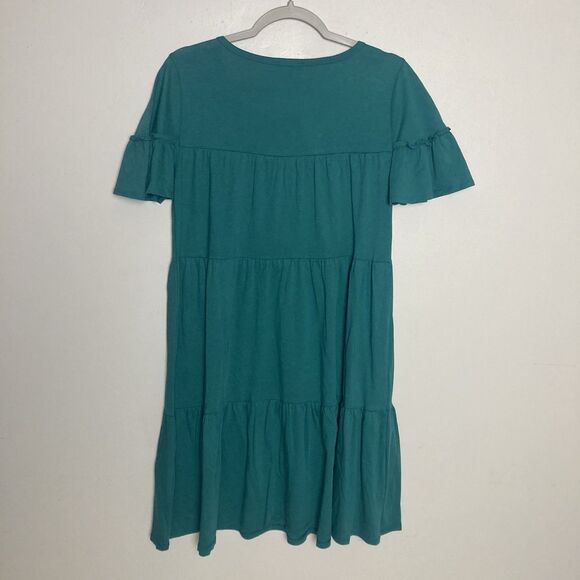 NWT J. Crew Broken-in Jersey Tiered Mini Dress Deep Patina Green Hippie Boho - Picture 4 of 13
